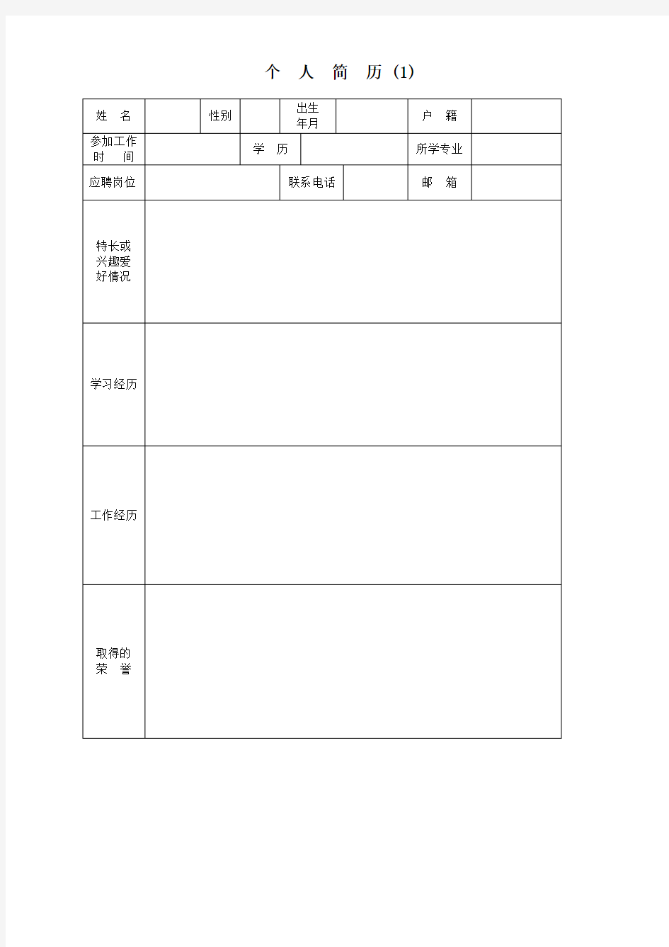 标准个人简历模板(6套,可编辑)-精华版