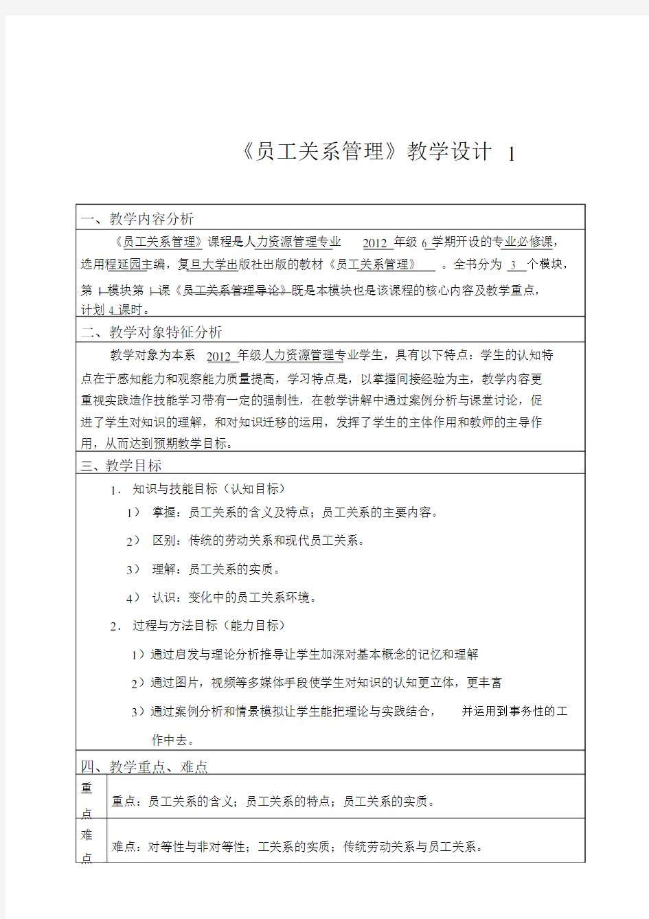 员工关系管理重点学习的教案.doc