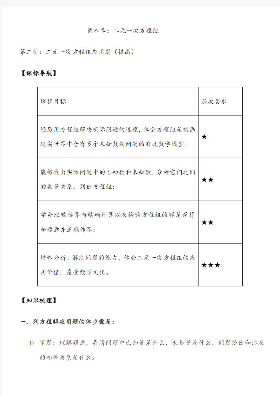 二元一次方程组应用题(提高)