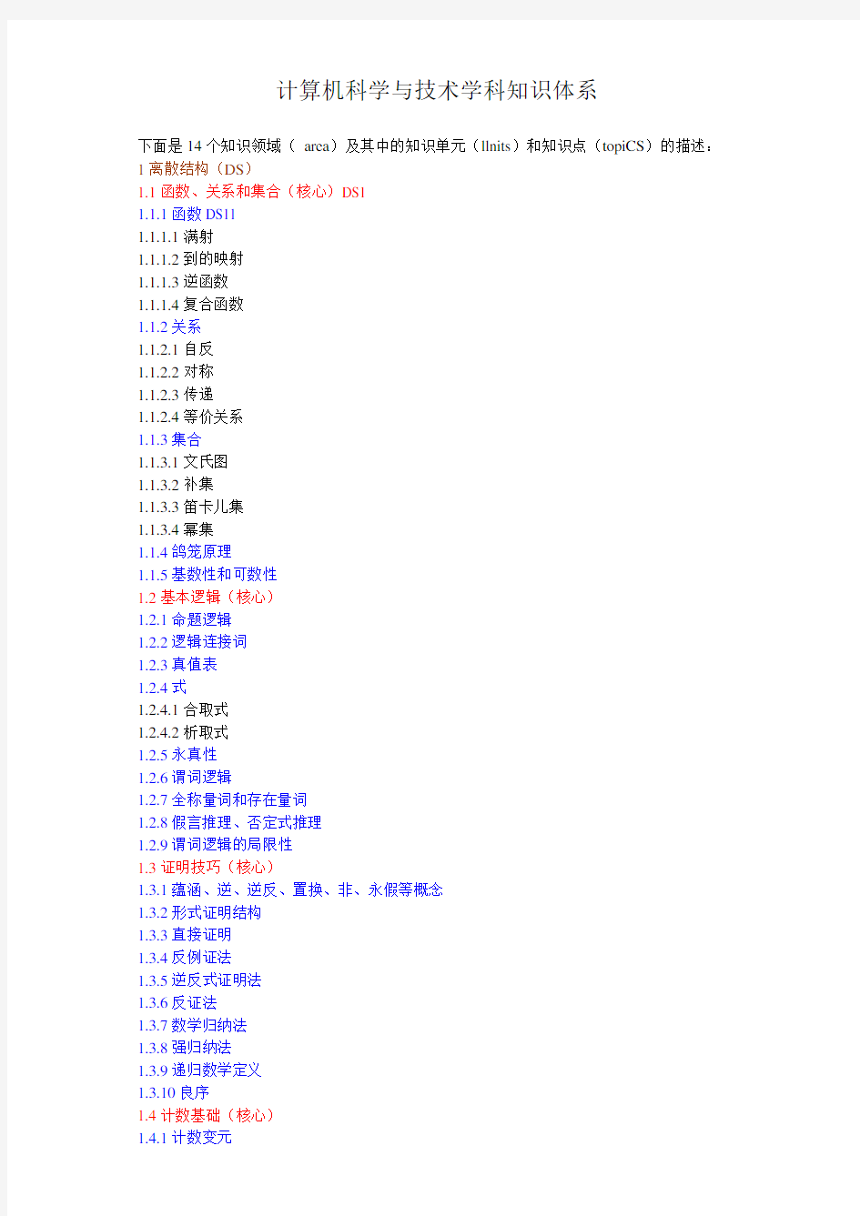 计算机科学与技术学科知识体系