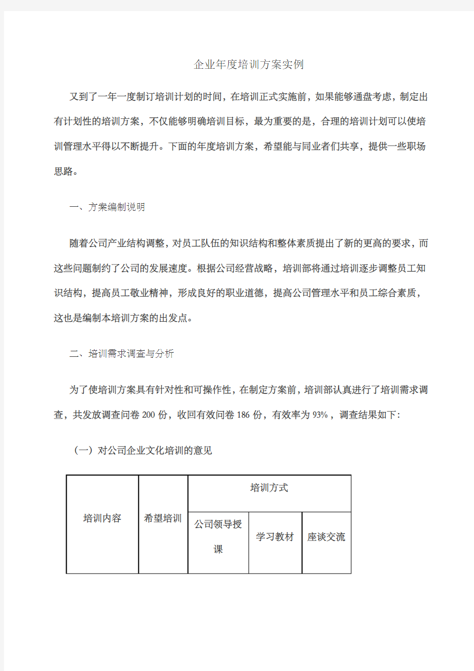 大型企业 培训实施方案案例全套 