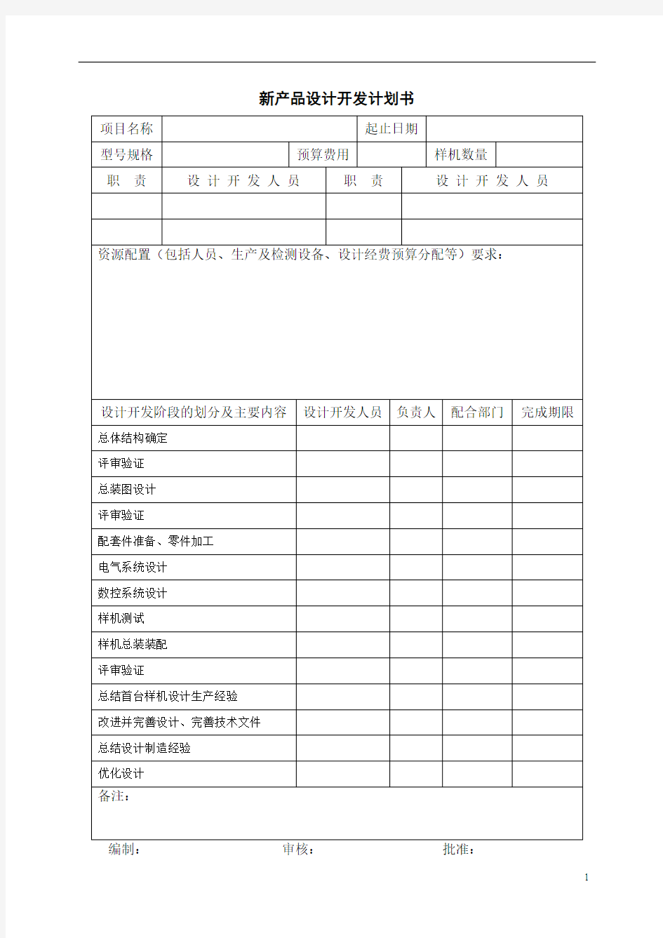 新产品开发计划书