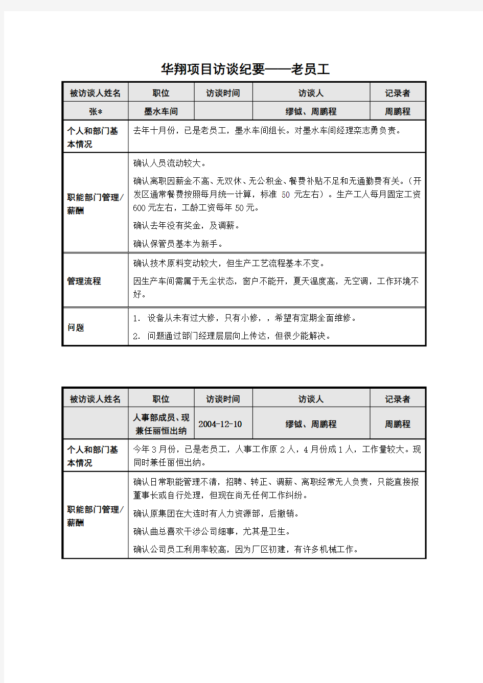 项目访谈纪要老员工访谈