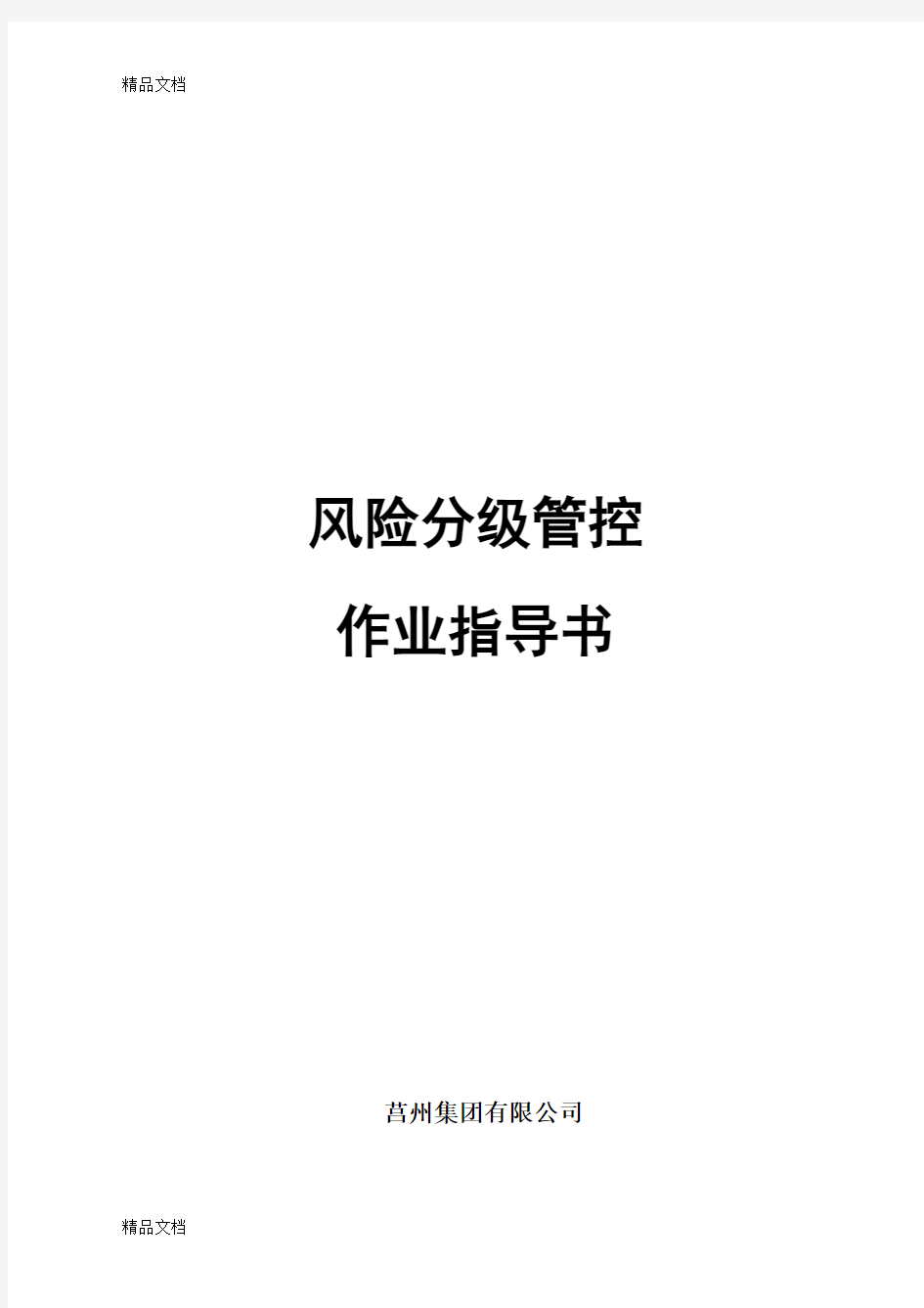 XX有限公司安全风险分级管控体系作业指导书(定稿)复习进程