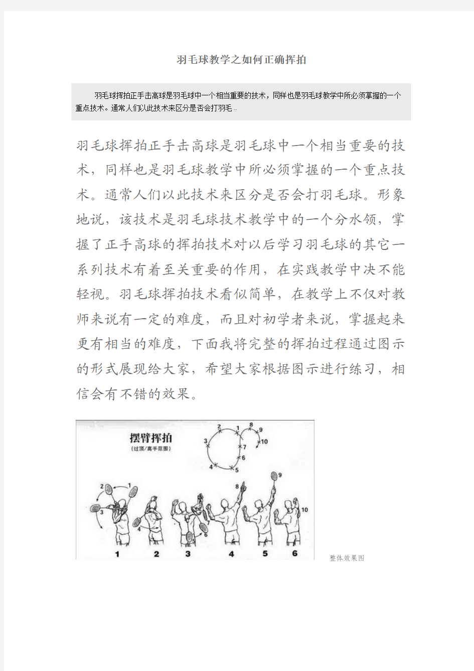 羽毛球正确挥拍