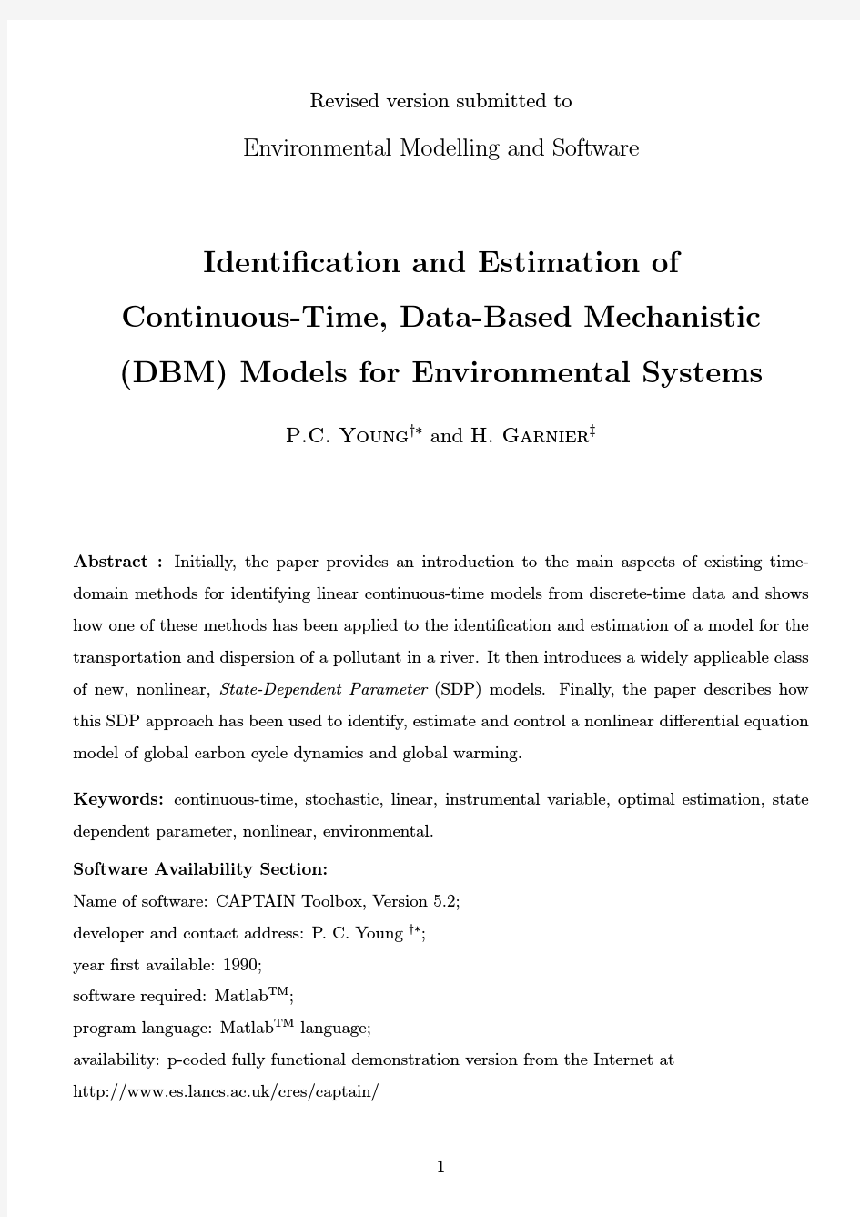 Identification and estimation of continuous-time