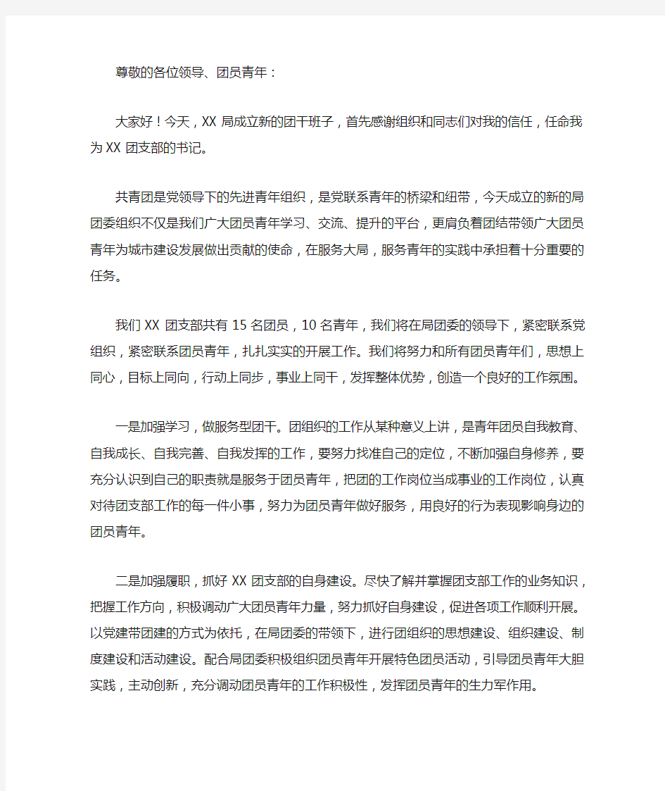 团支书上任表态发言