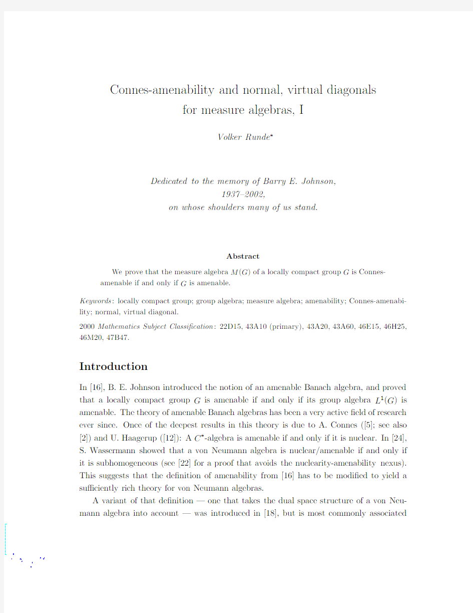 Connes-amenability and normal, virtual diagonals for measure algebras, I