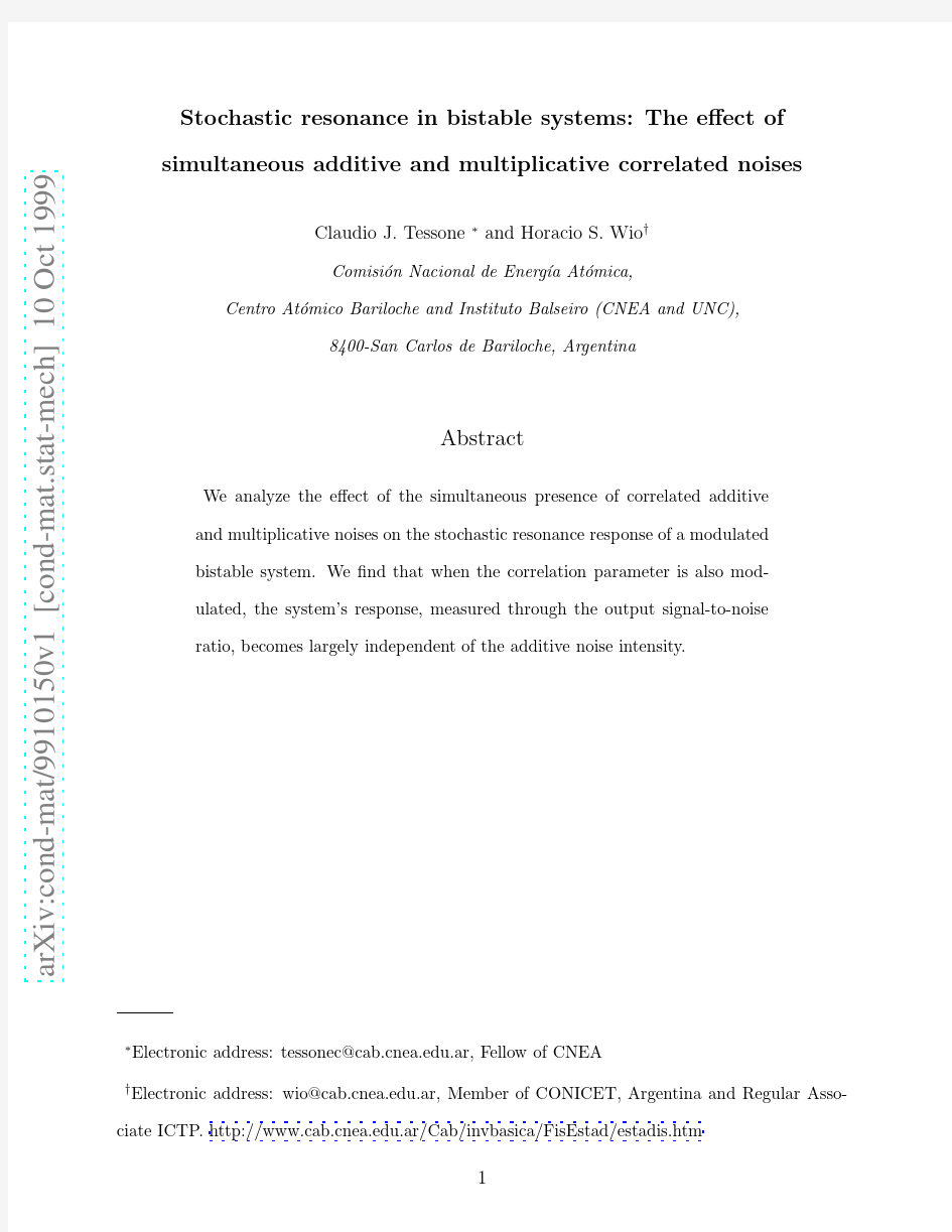 Stochastic resonance in bistable systems The effect of simultaneous additive and multiplica