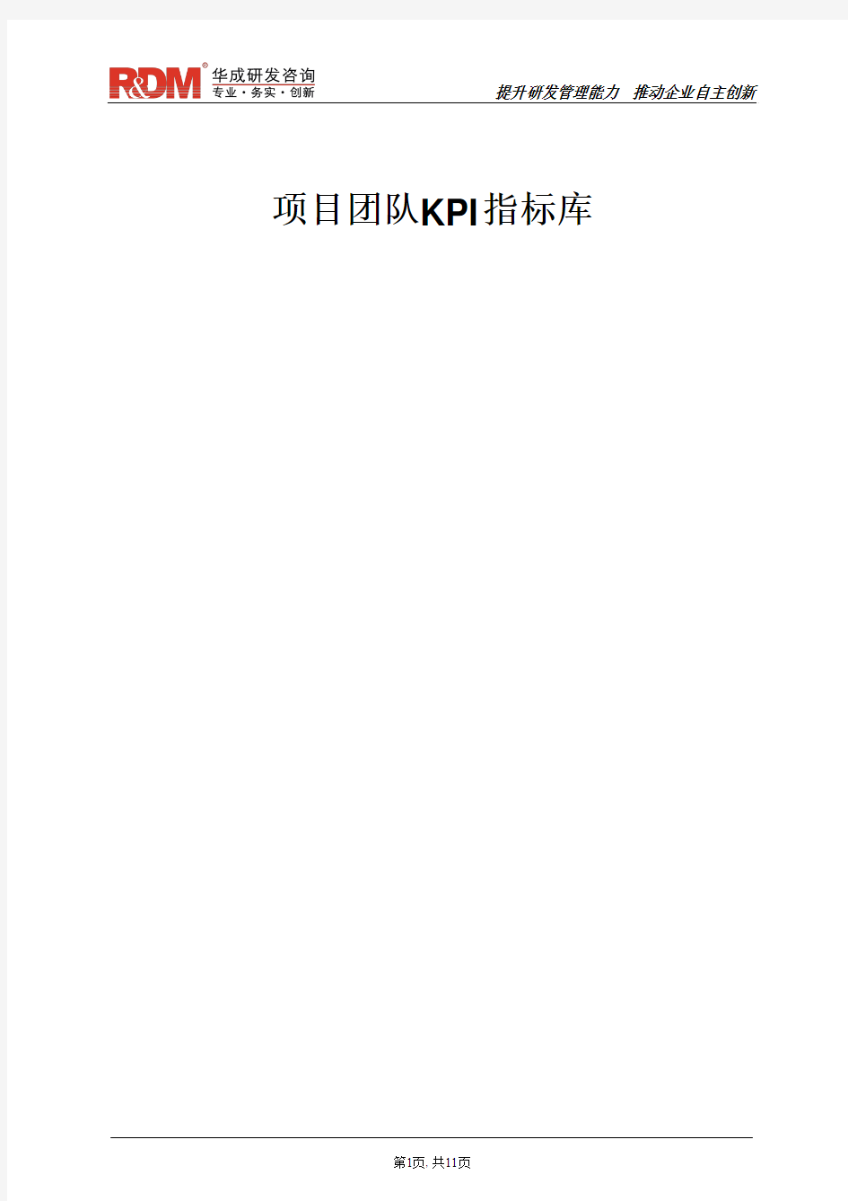 032项目团队KPI指标库