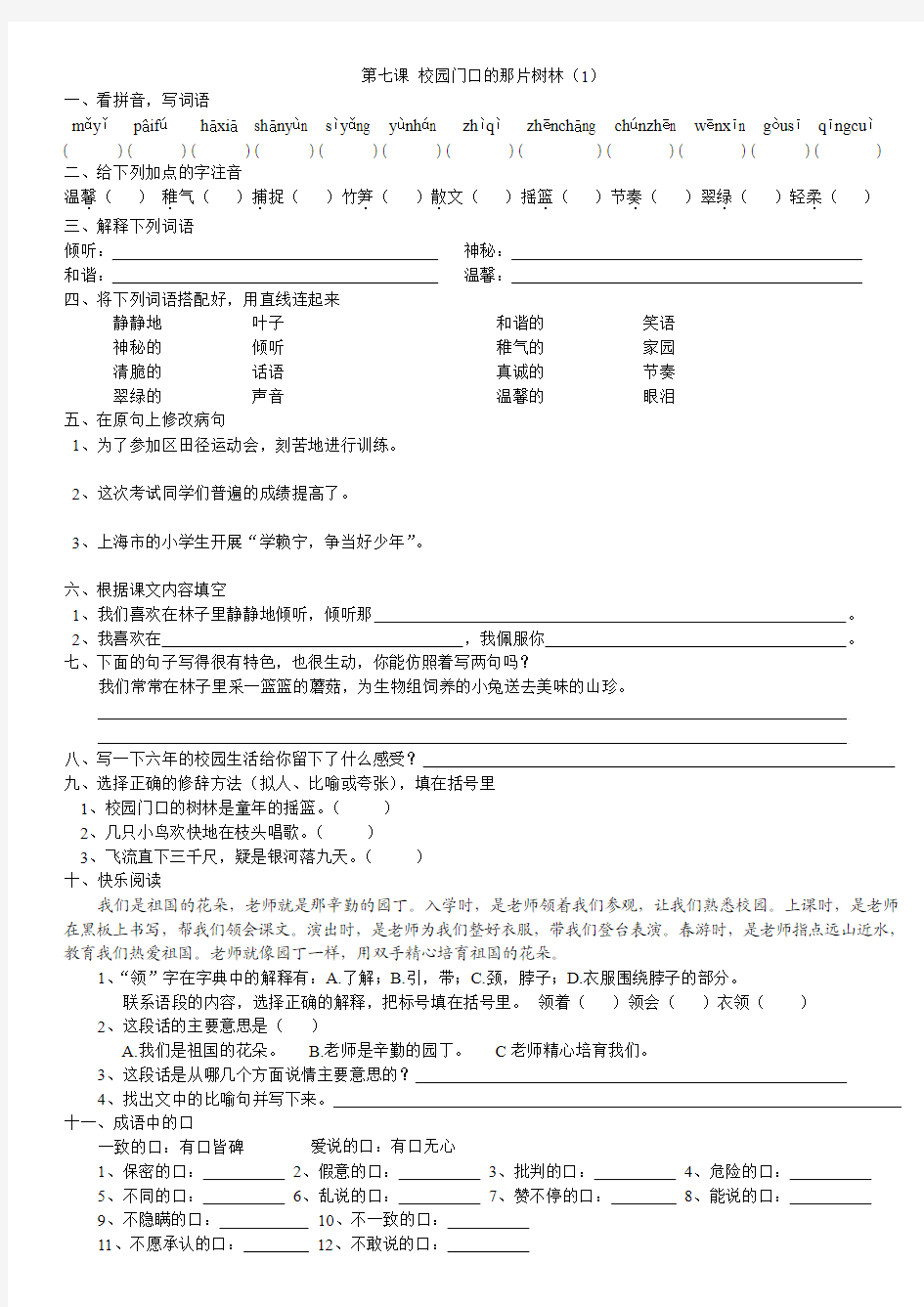 第七课 校园门口的那片树林1