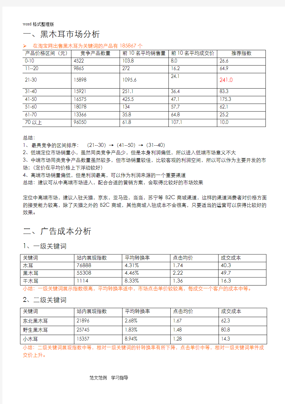 黑木耳市场分析报告