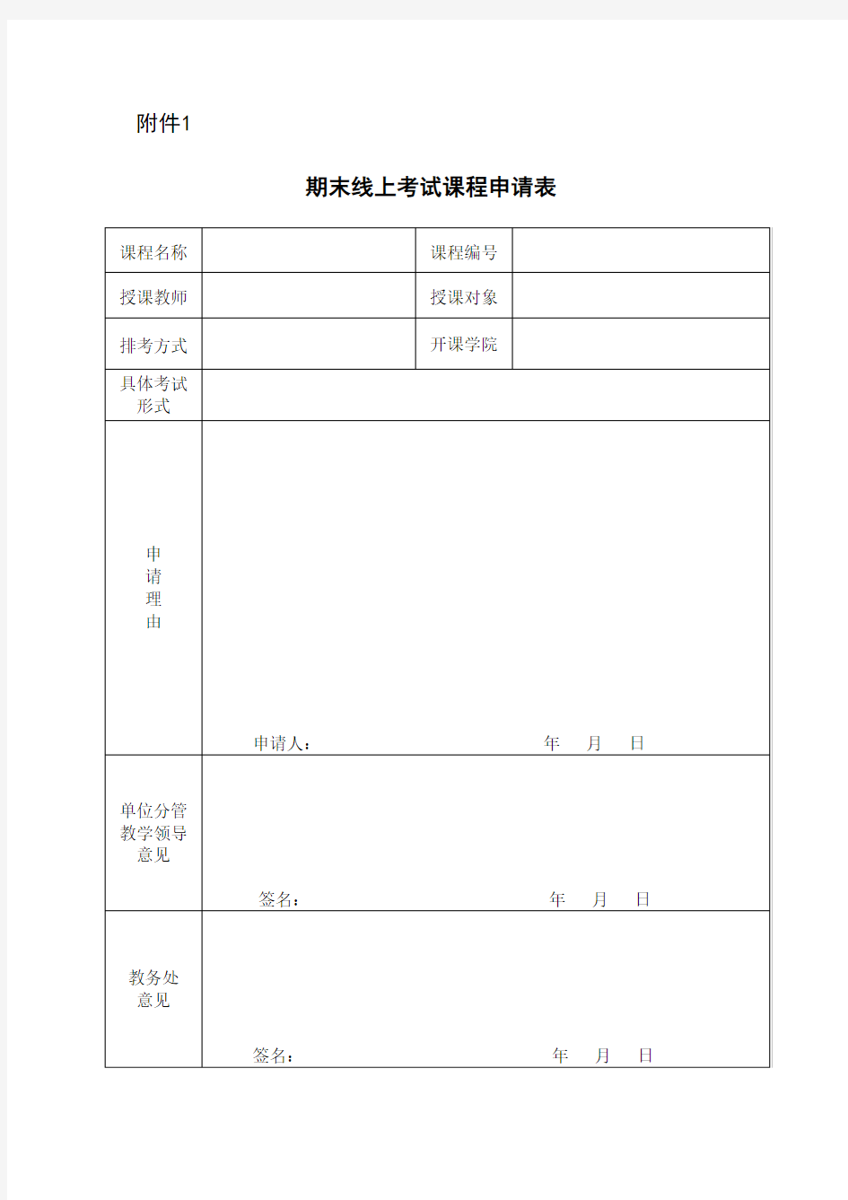 海南大学课程考核方式变更申请审批表