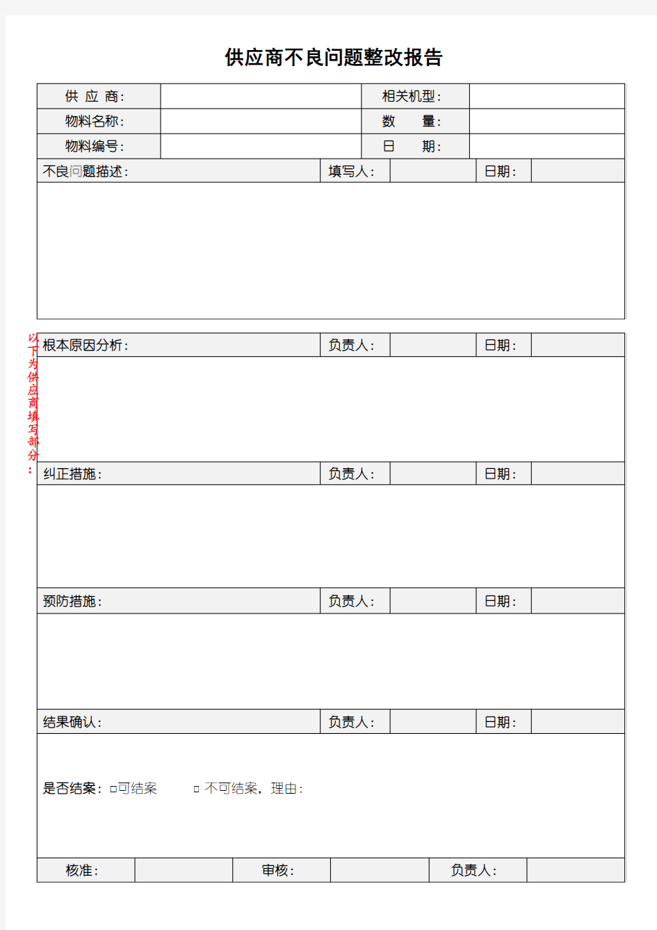 供应商不良问题整改报告