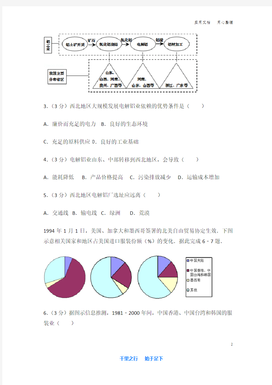 2015年 海南省 高考地理 试卷及解析