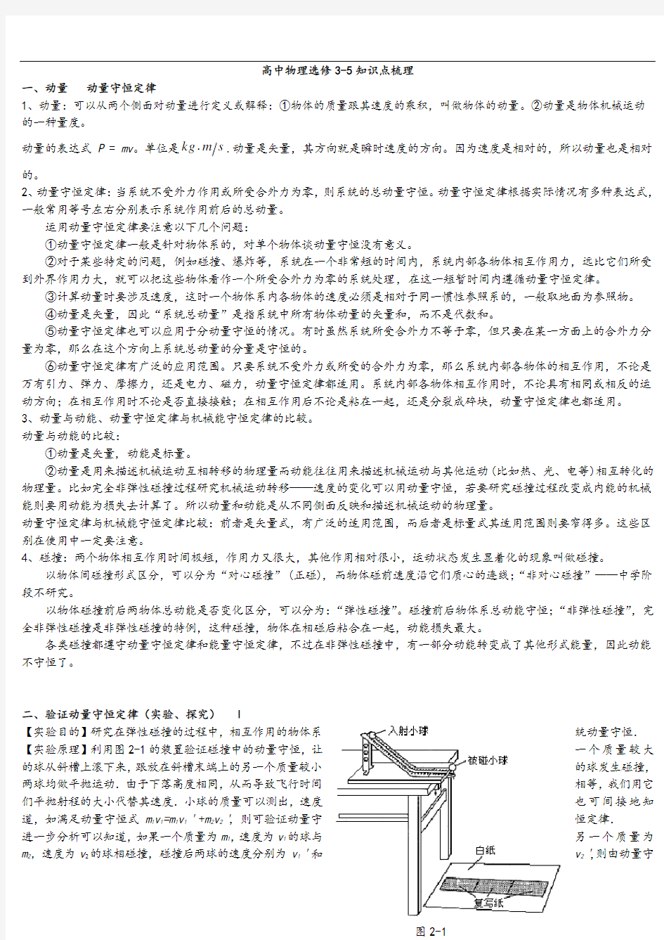 物理人教版高中选修3-5物理选修3-5_知识点总结提纲_精华版