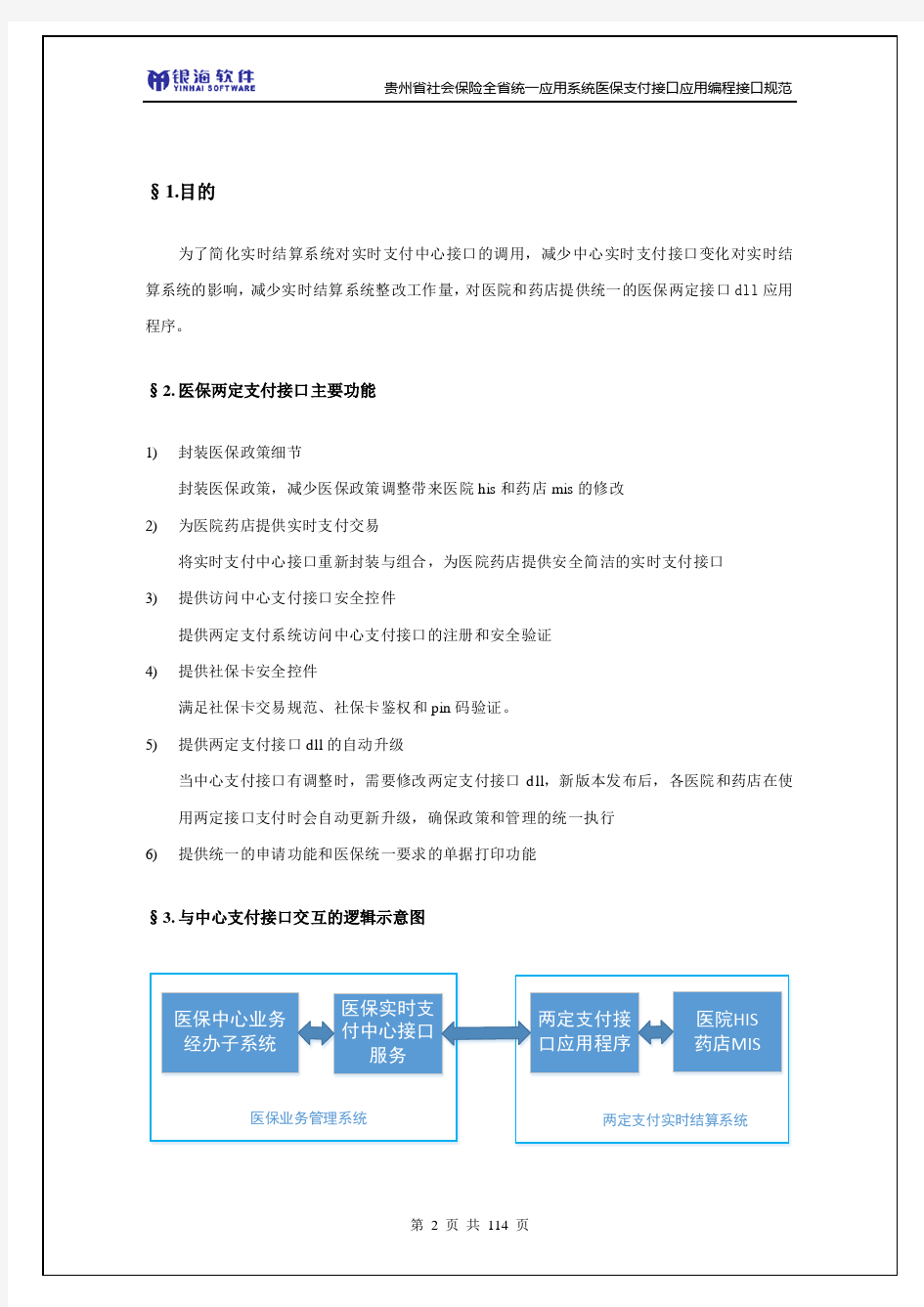 贵州省社会保险全省统一应用系统医保支付接口规范(V1.0)
