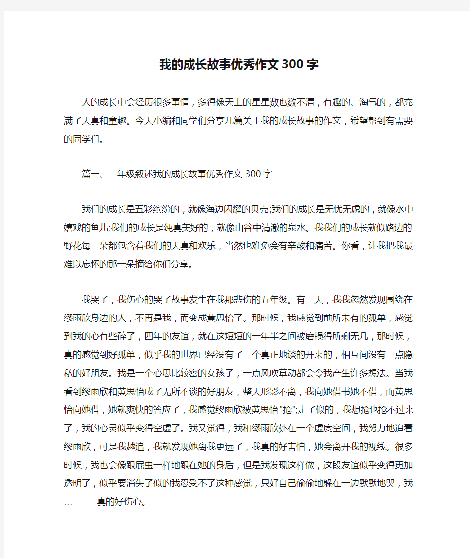 我的成长故事优秀作文300字 