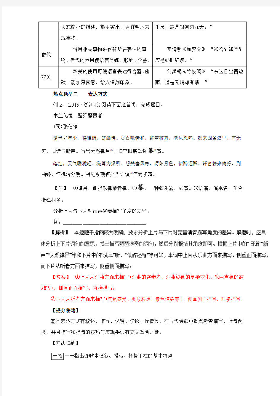 2017年高考语文热点题型和提分秘籍专题18鉴赏诗歌的表达技巧(解析版)