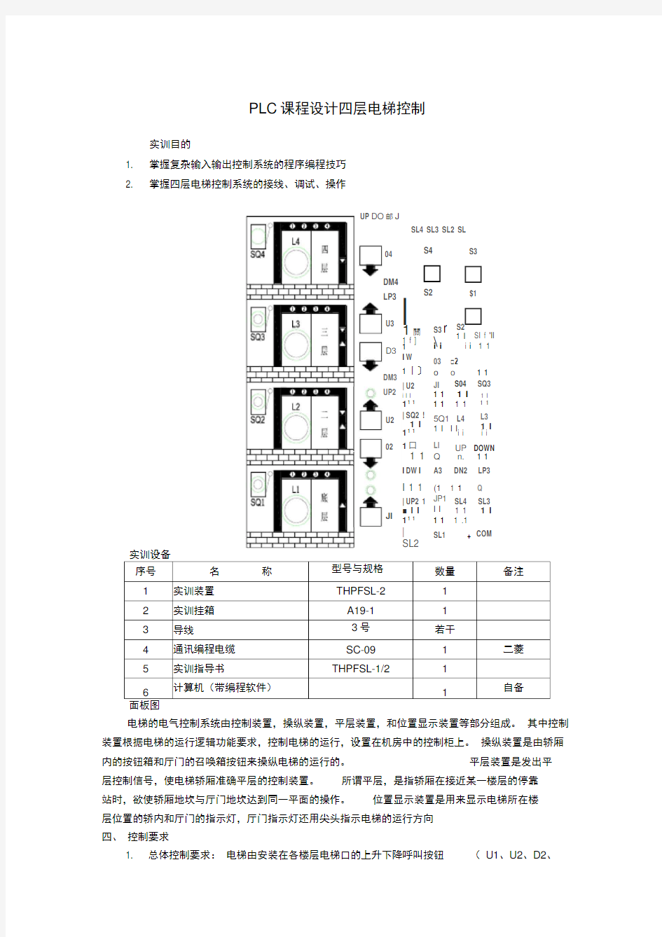 PLC课程设计四层电梯控制(1)