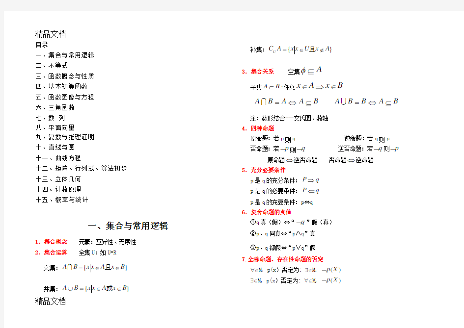 最新上海教材高中数学知识点总结(最全)