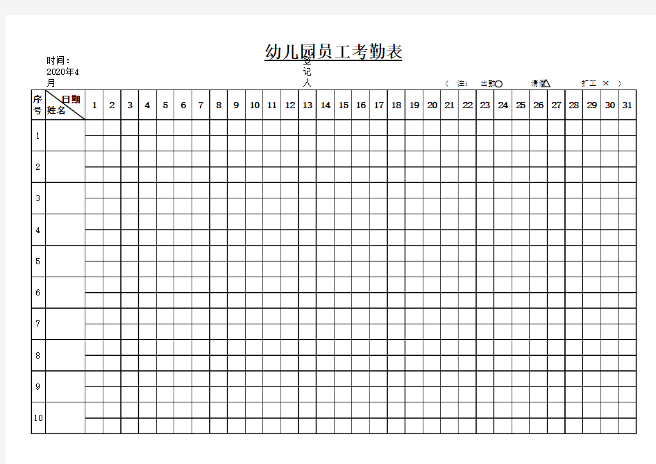 员工体温监测表