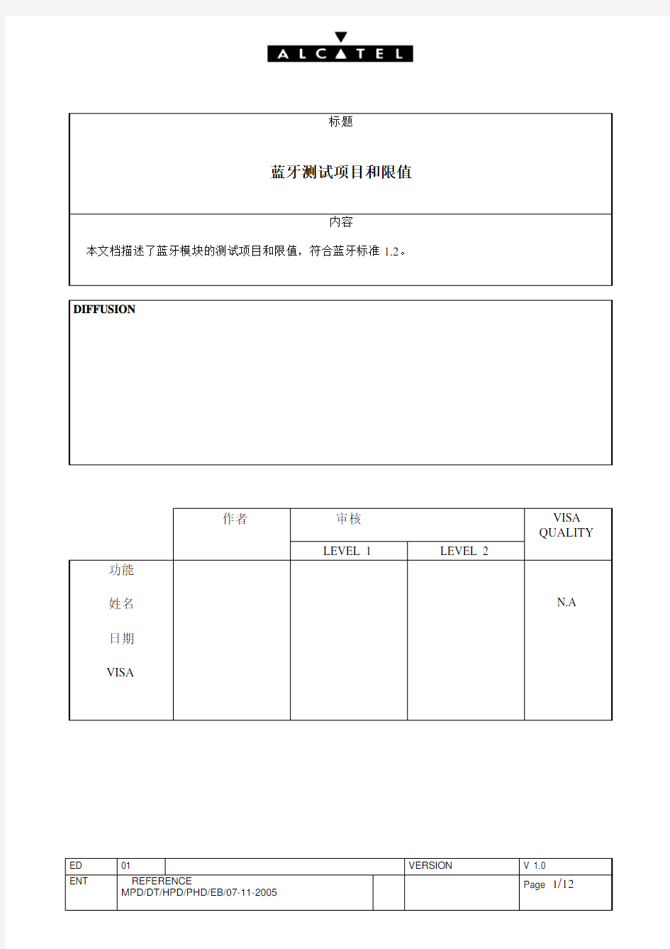 蓝牙测试标准分解