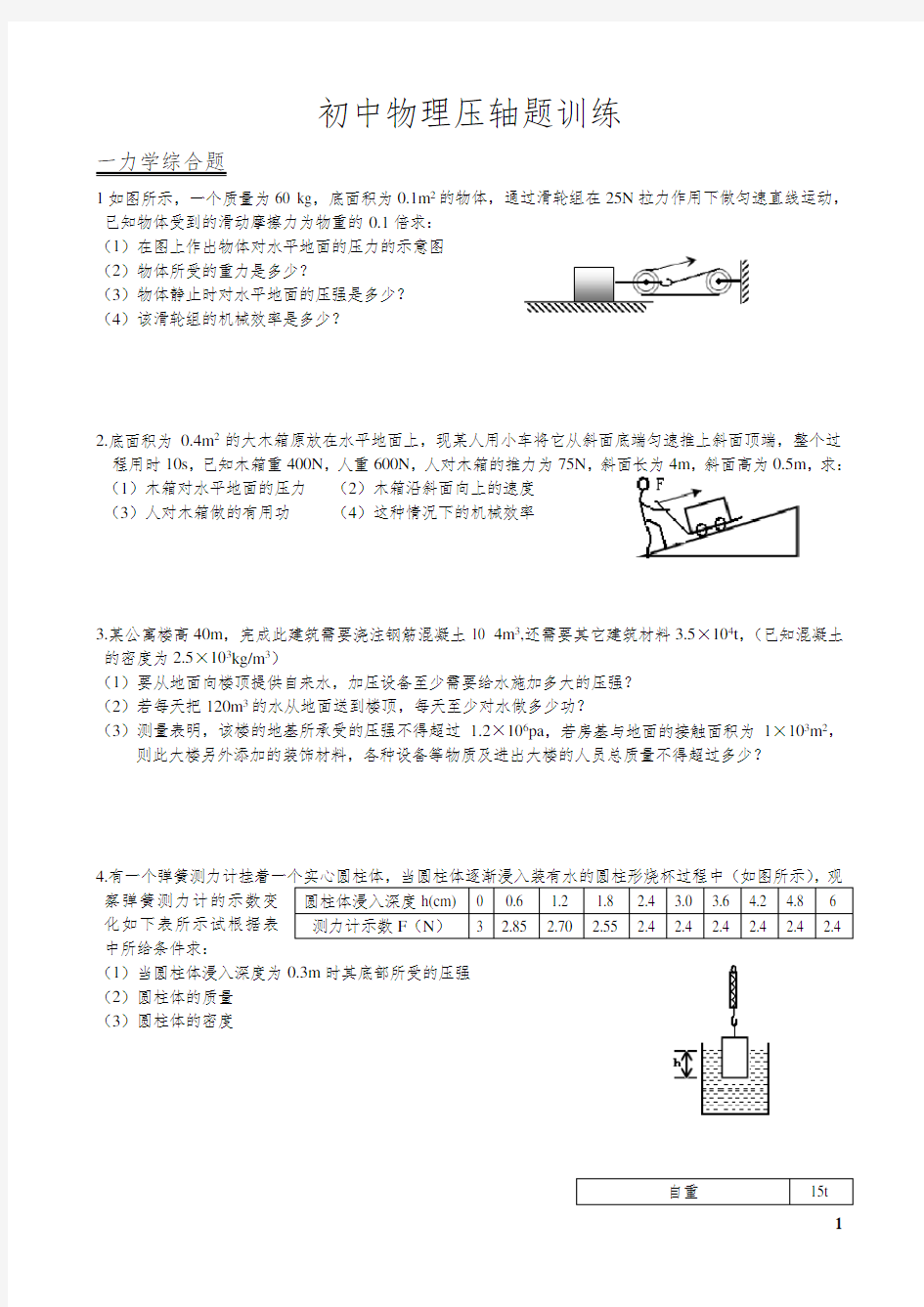 初中物理中考压轴题专项练习.doc