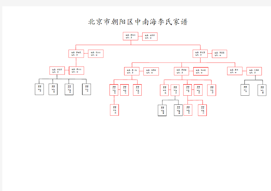 家谱模板,树形图(绝对精品,一目了然)