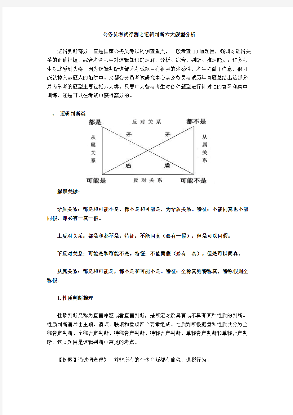 公务员考试行测之逻辑判断六大题型分析-推荐下载