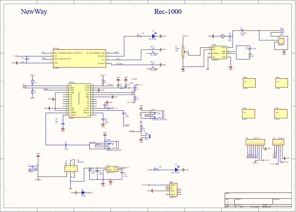 ISD4004语音录放模块原理图