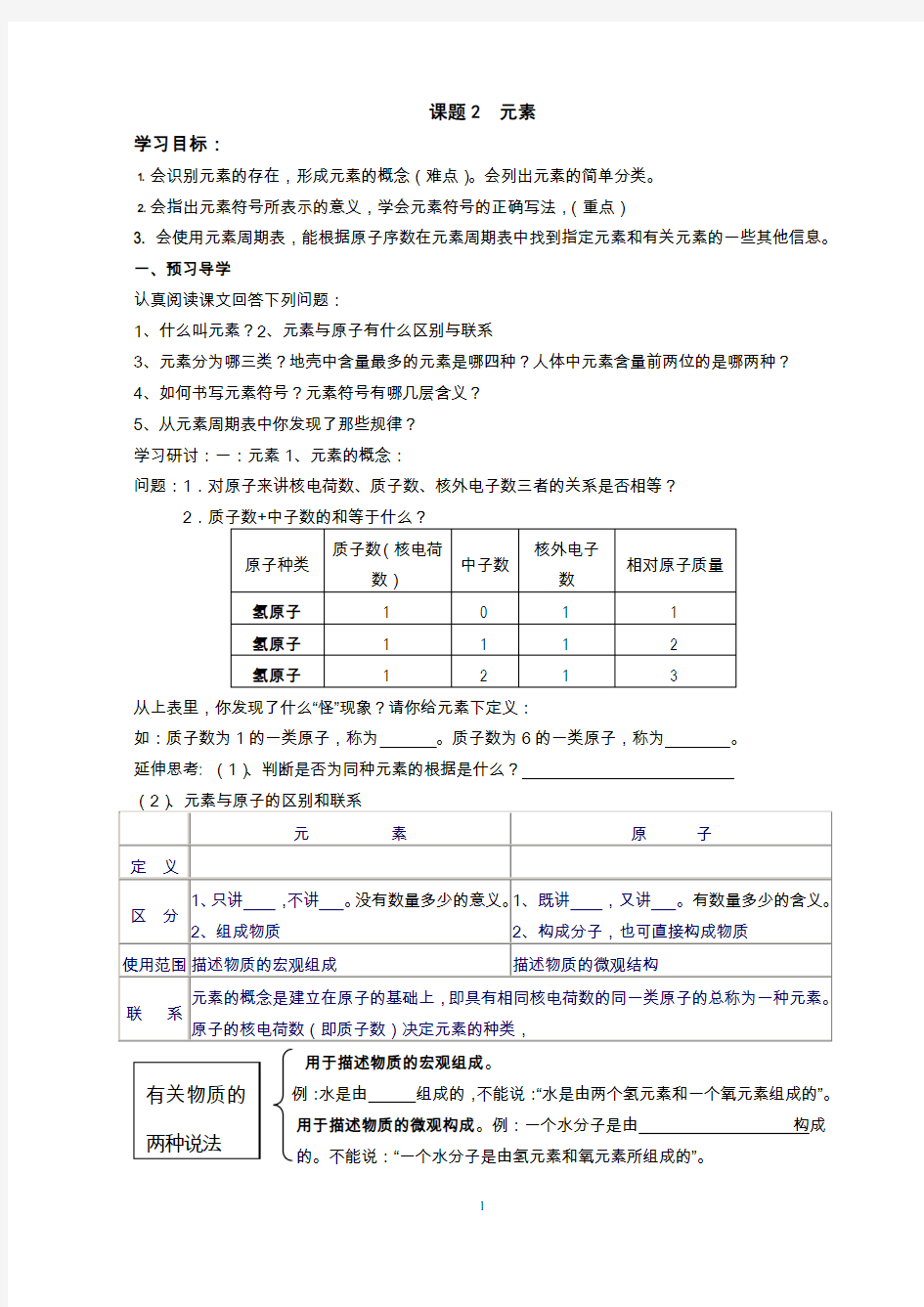 元素导学案