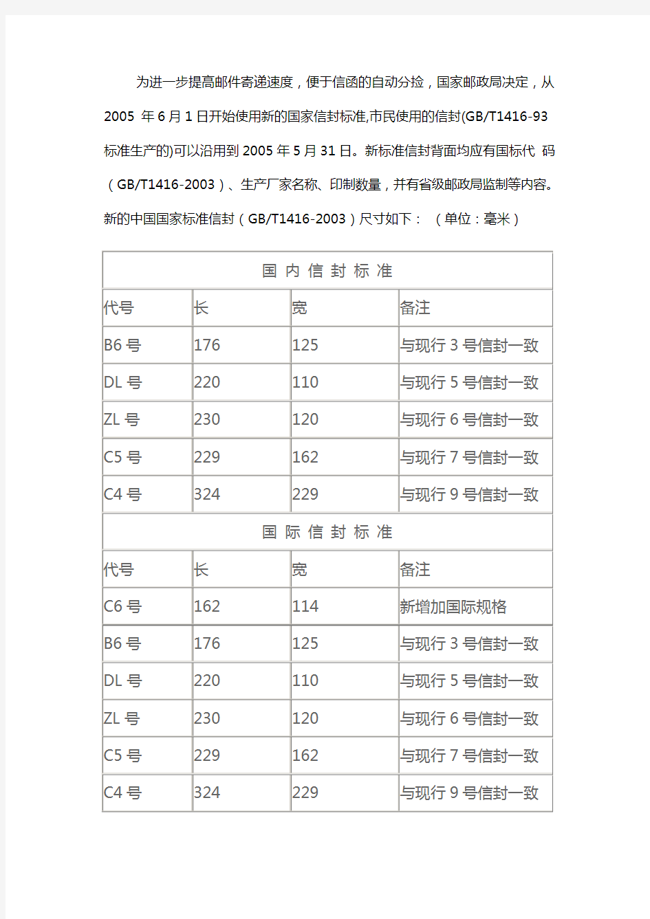 中国国家标准信封