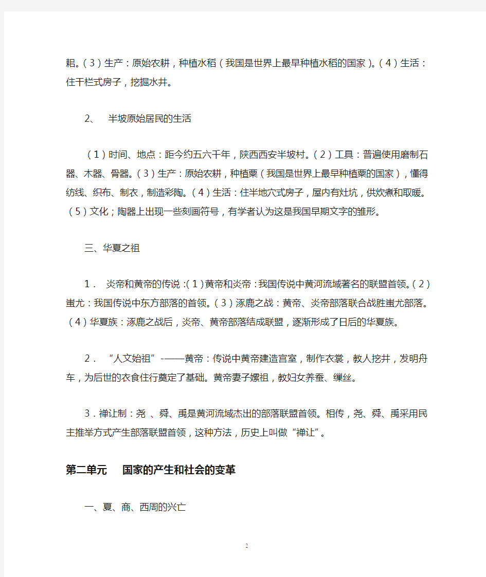 中考历史总复习知识点归纳