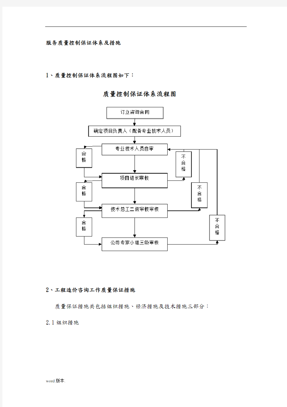 服务质量控制保证体系及措施方案