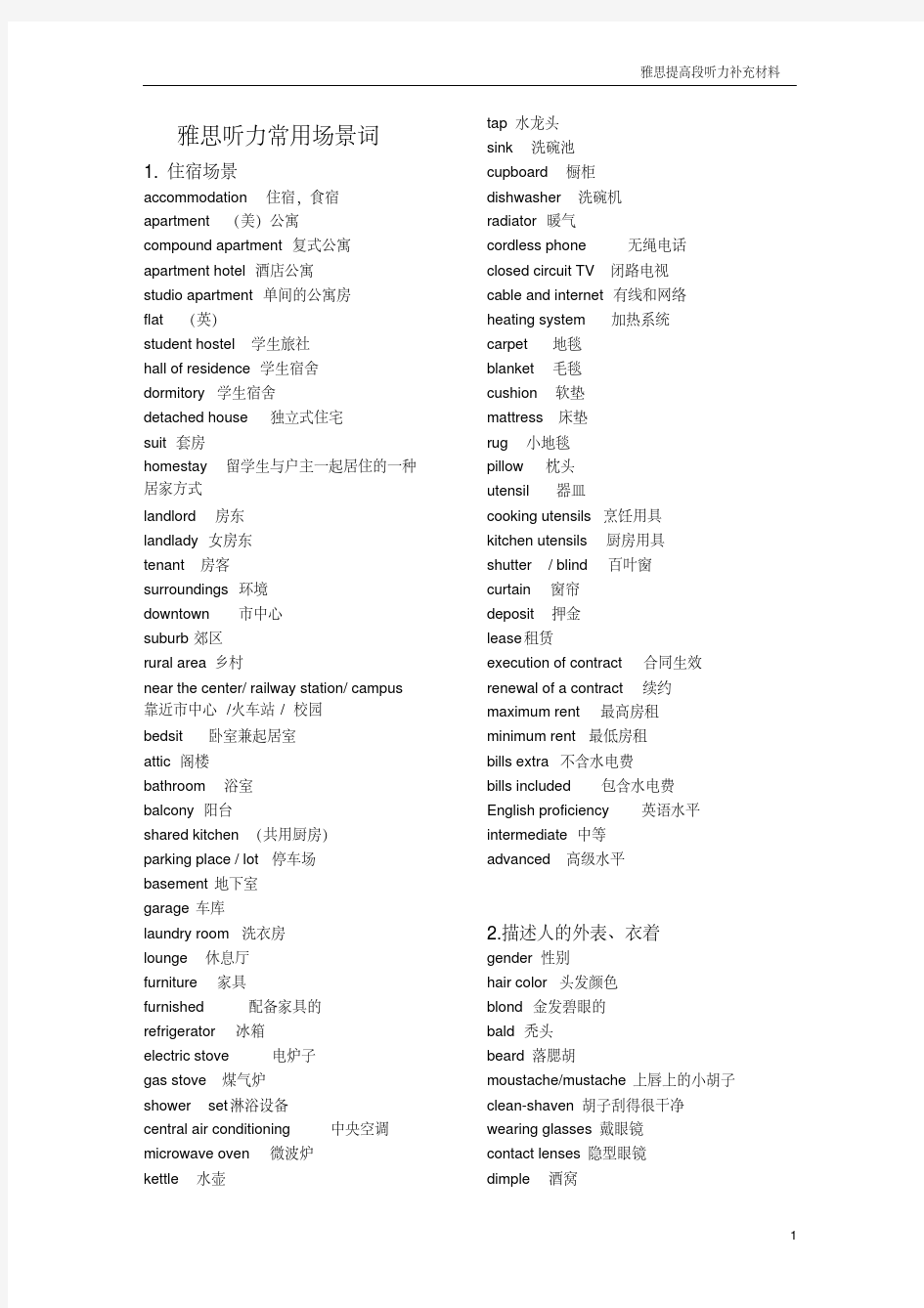 (完整版)雅思听力单词必备