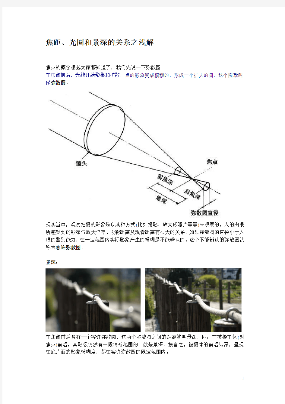 焦距光圈景深