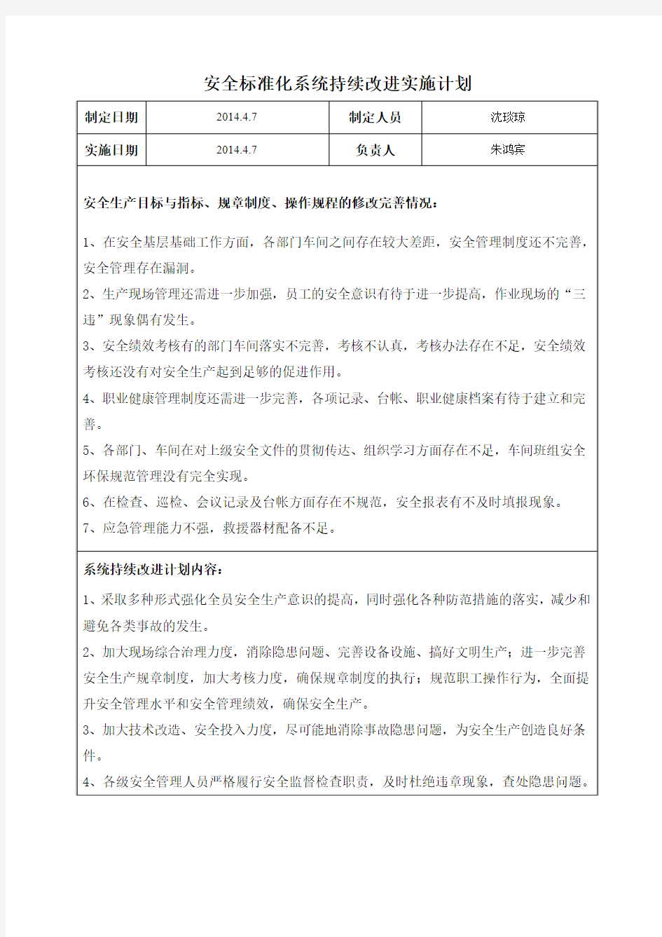 13.2.1标准化系统持续改进方案及修订完善记录(1).