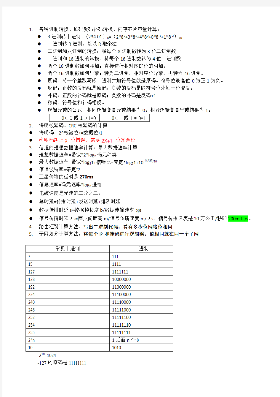 网络工程师计算题知识交流