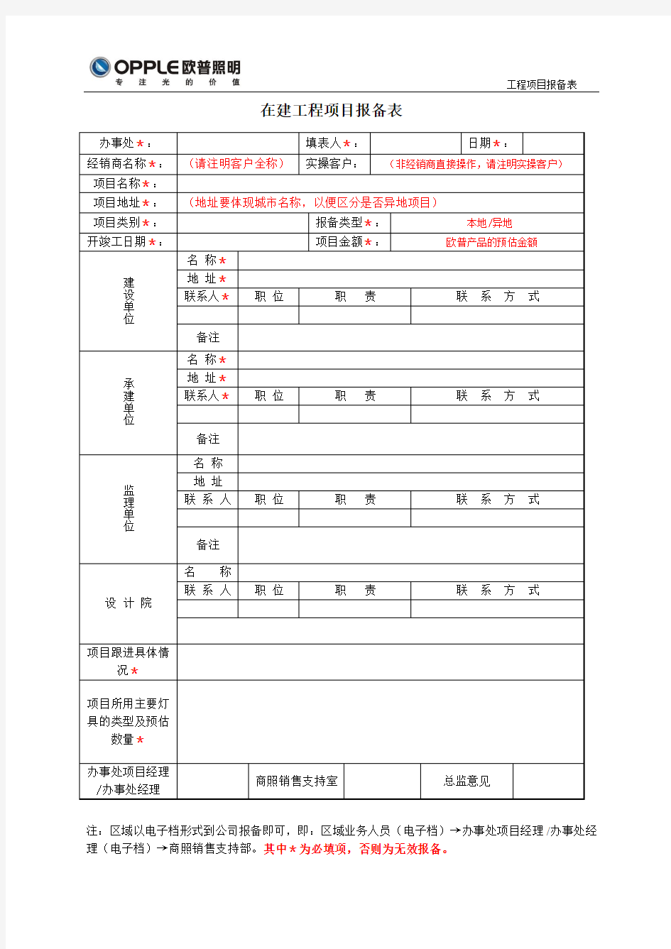 在建工程项目报备表