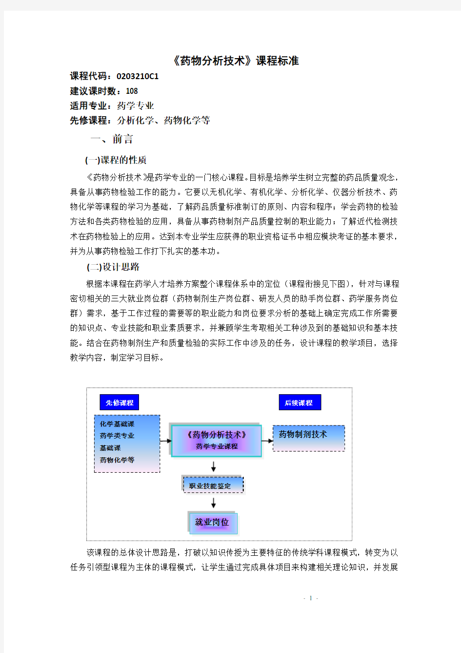 药物分析课程标准