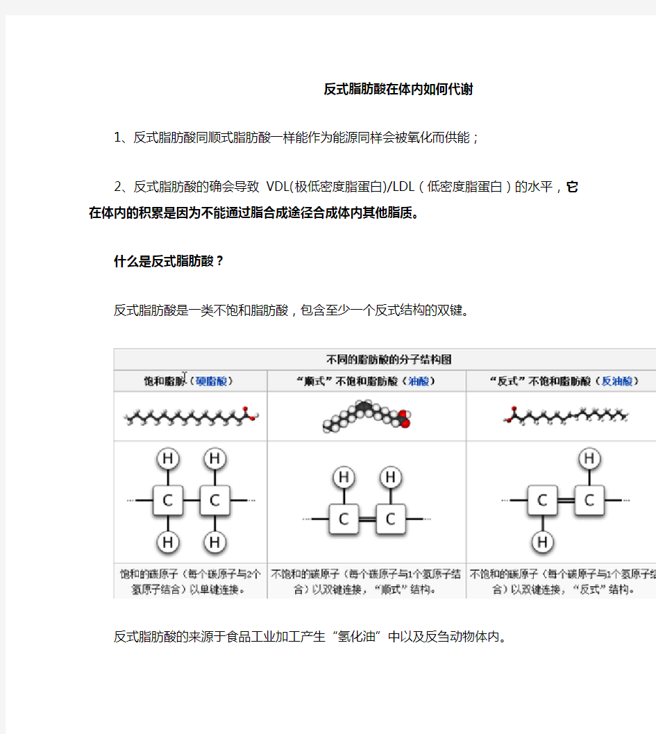 反式脂肪酸在体内如何代谢