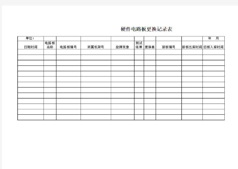 硬件电路板更换记录表