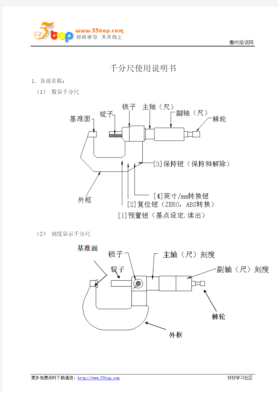 千分尺使用说明书