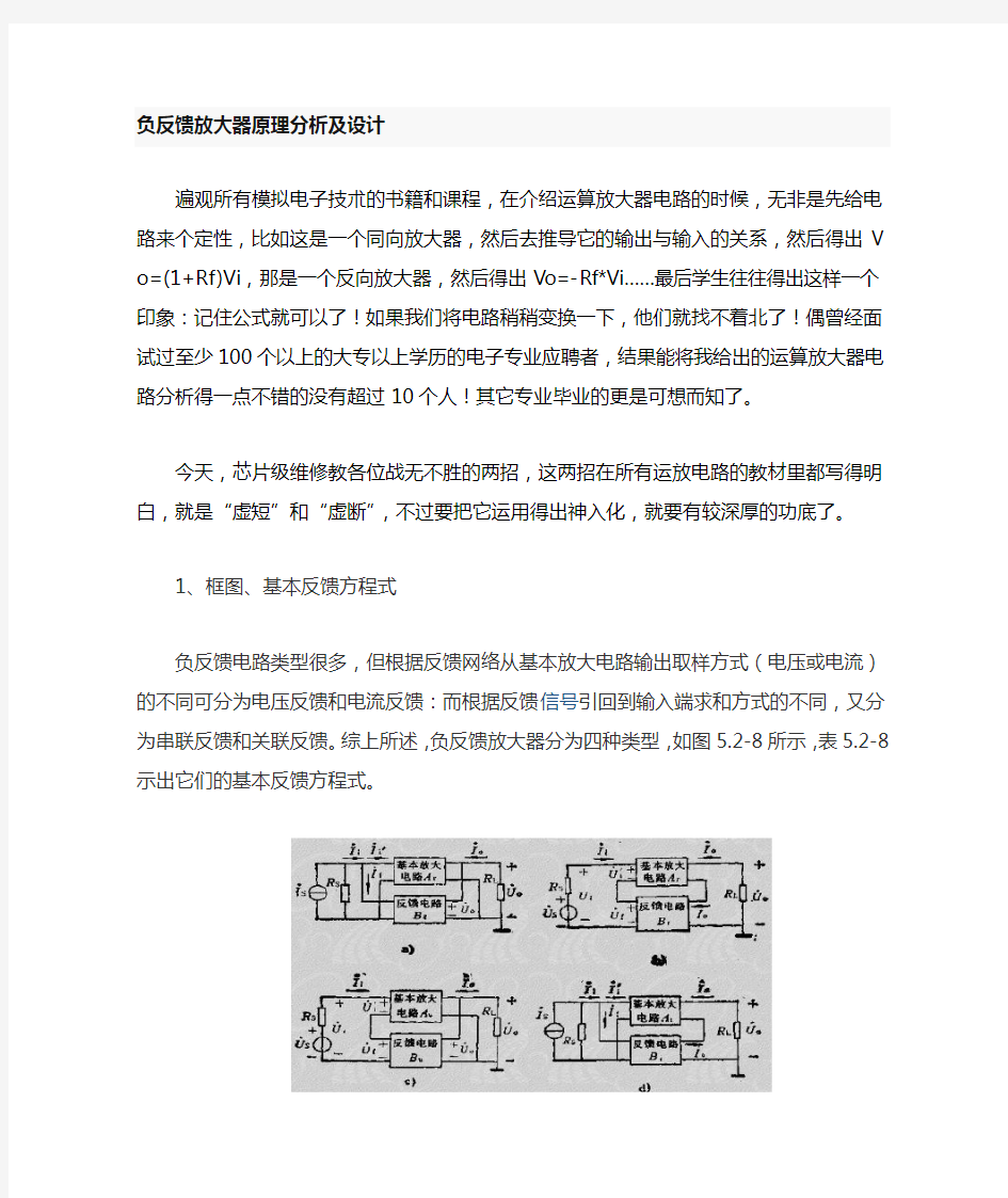 负反馈放大器原理分析