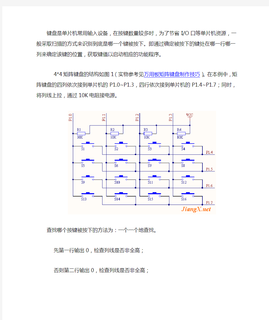 经典的矩阵键盘扫描程序