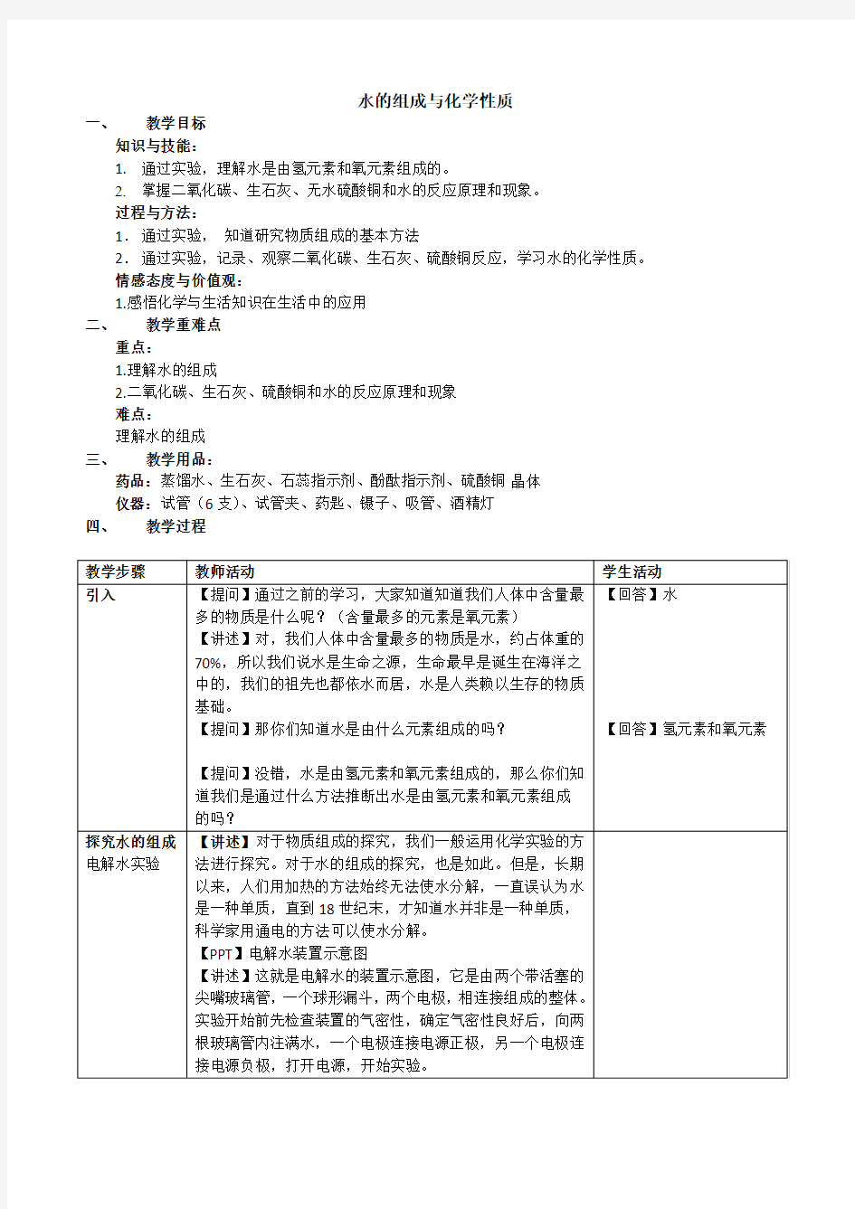 水的化学性质