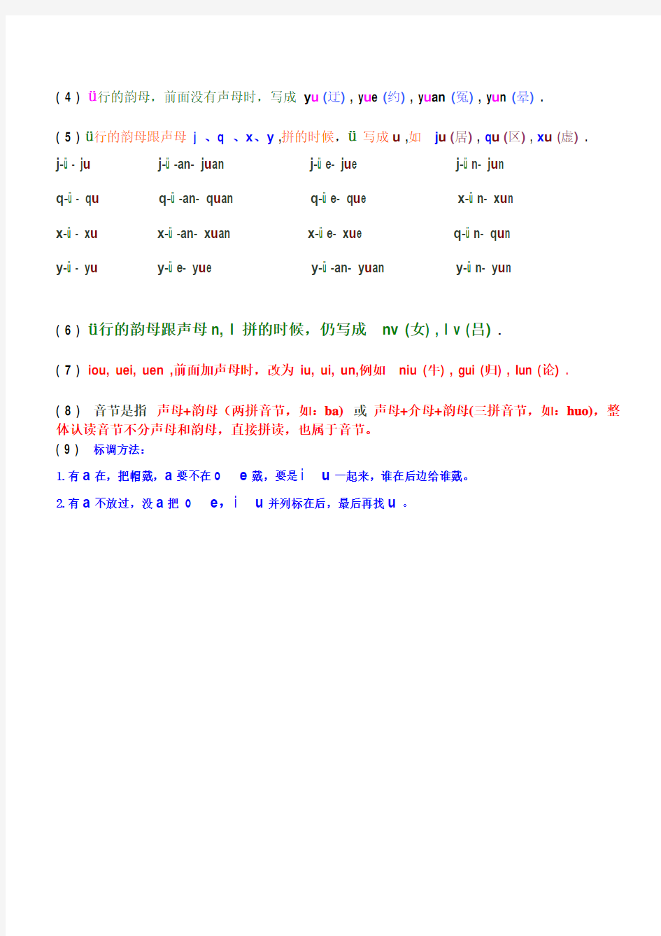 声母表和韵母表