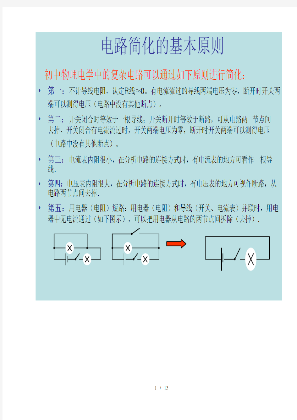 初中物理电路分析方法及典型例题(超级有用)