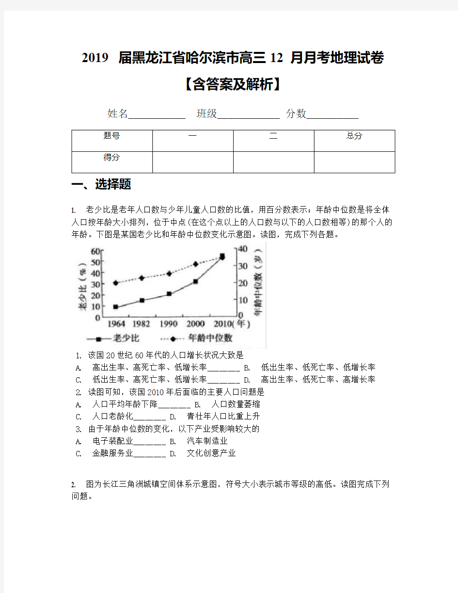 2019届黑龙江省哈尔滨市高三12月月考地理试卷【含答案及解析】